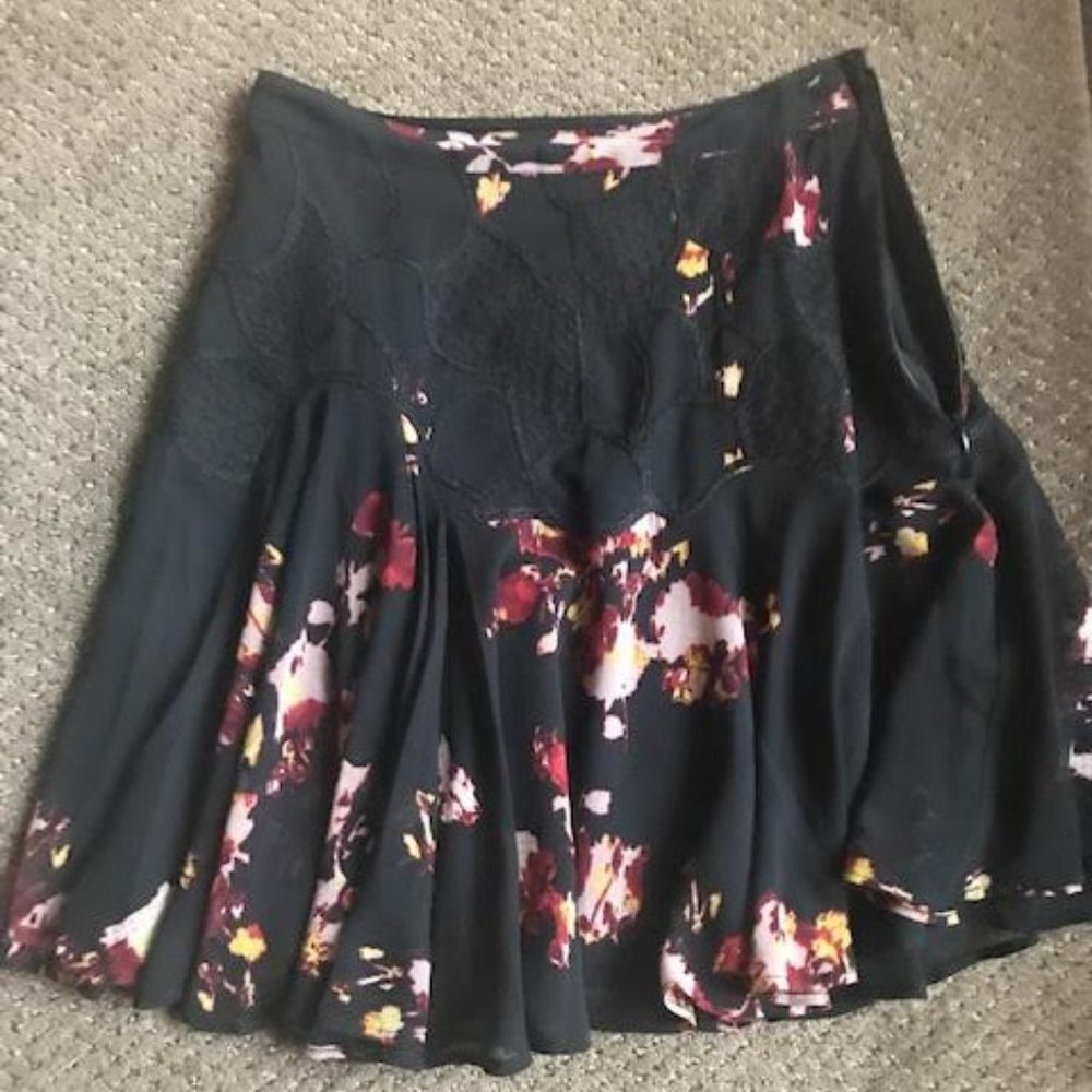 Black Floral Chiffon Mini Skirt from Reiss